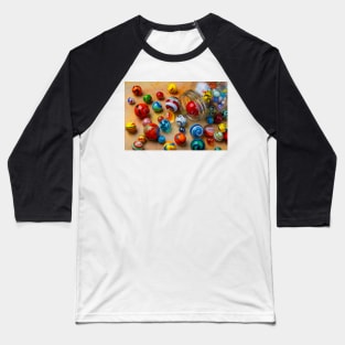 Lovely Classic Glass Marbles Spilling Out Of Jar Baseball T-Shirt
